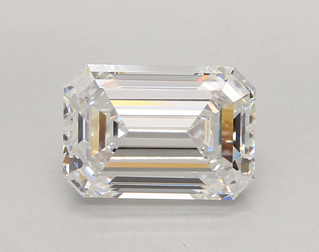 4.03 Carat Emerald Shaped, Ideal Cut, D Color, VVS2 Clarity, IGI Certified Lab Grown Diamond