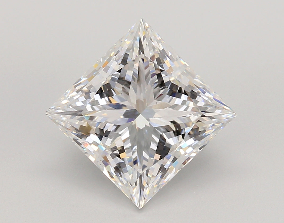 5.05 Carat Princess Shaped, Ideal Cut, E Color, VS1 Clarity, IGI Certified Lab Grown Diamond