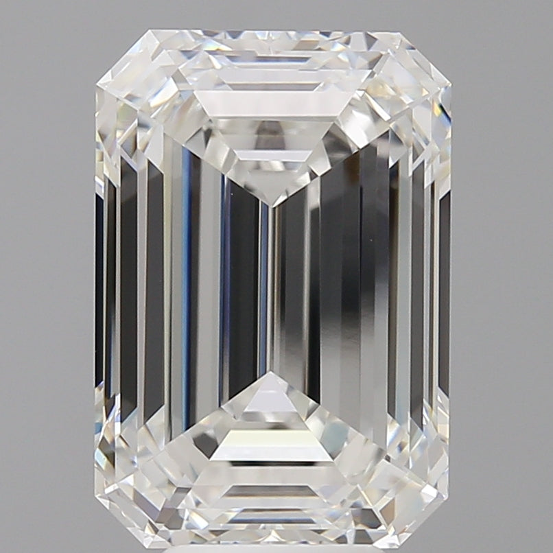7.55 Carat Emerald Shaped, Ideal Cut, F Color, VVS2 Clarity, IGI Certified Lab Grown Diamond
