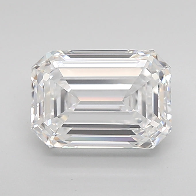 1.79 Carat Emerald Shaped, Ideal Cut, D Color, VVS2 Clarity, IGI Certified Lab Grown Diamond