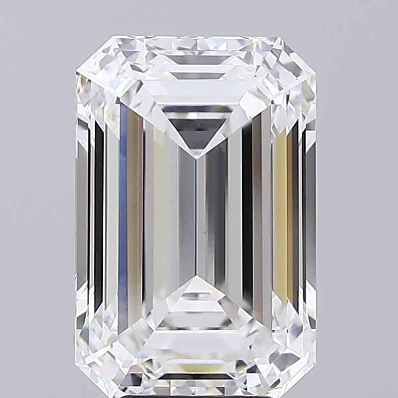 6.05 Carat Emerald Shaped, Ideal Cut, E Color, VVS2 Clarity, IGI Certified Lab Grown Diamond