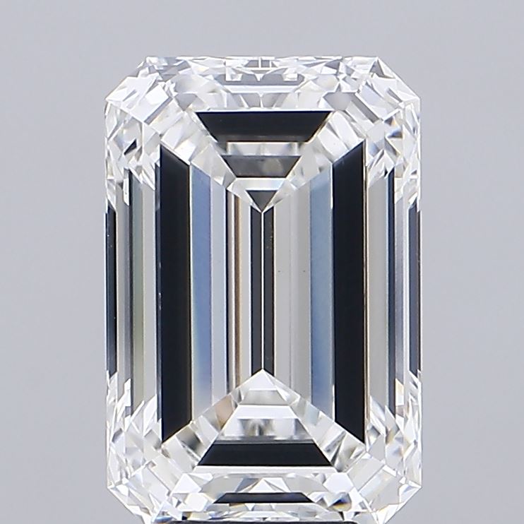 8.09 Carat Emerald Shaped, Ideal Cut, F Color, VVS2 Clarity, IGI Certified Lab Grown Diamond