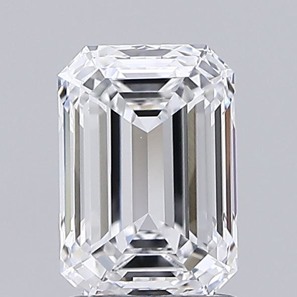 1.58 Carat Emerald Shaped, Ideal Cut, D Color, VVS2 Clarity, IGI Certified Lab Grown Diamond