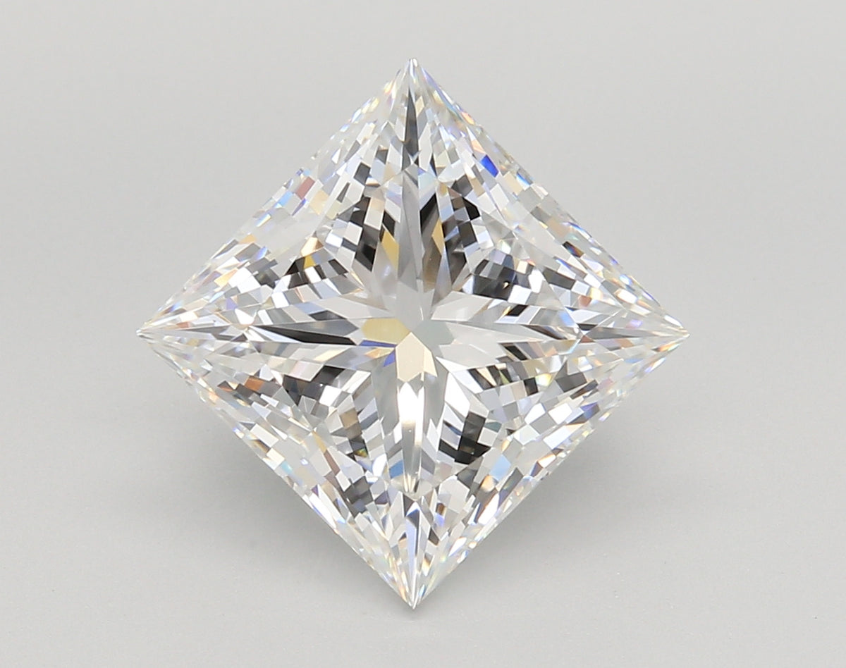 5.04 Carat Princess Shaped, Ideal Cut, E Color, VVS2 Clarity, IGI Certified Lab Grown Diamond