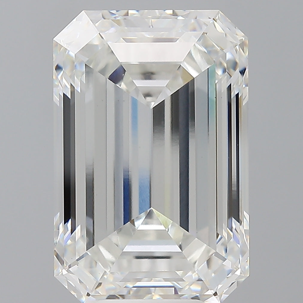9.59 Carat Emerald Shaped, Ideal Cut, F Color, VVS2 Clarity, IGI Certified Lab Grown Diamond
