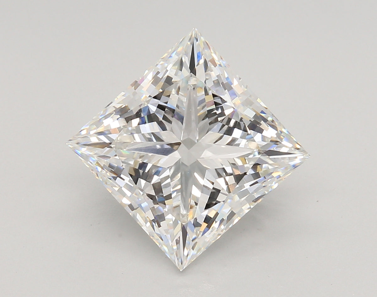 5.60 Carat Princess Shaped, Ideal Cut, F Color, VS1 Clarity, IGI Certified Lab Grown Diamond