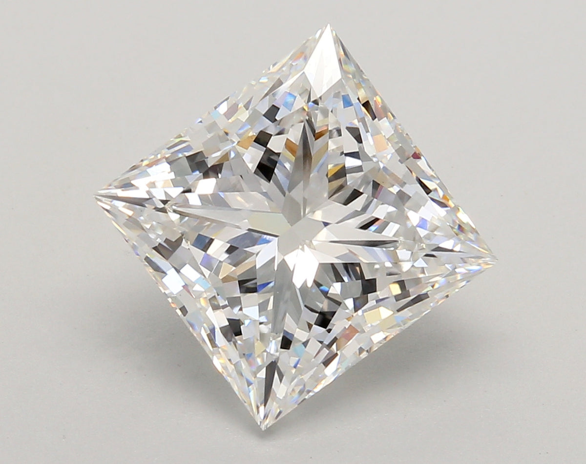 6.07 Carat Princess Shaped, Ideal Cut, E Color, VS1 Clarity, IGI Certified Lab Grown Diamond