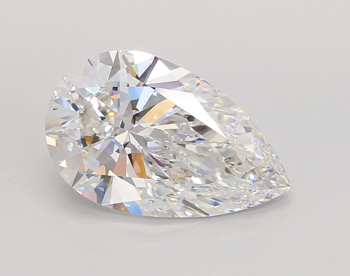 3.55 Carat Pear Shaped, Ideal Cut, D Color, VVS2 Clarity, IGI Certified Lab Grown Diamond
