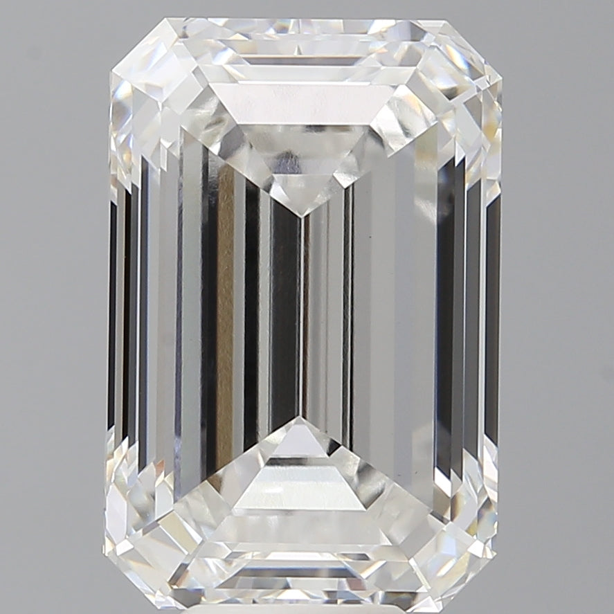 10.00 Carat Emerald Shaped, Ideal Cut, F Color, VVS2 Clarity, IGI Certified Lab Grown Diamond
