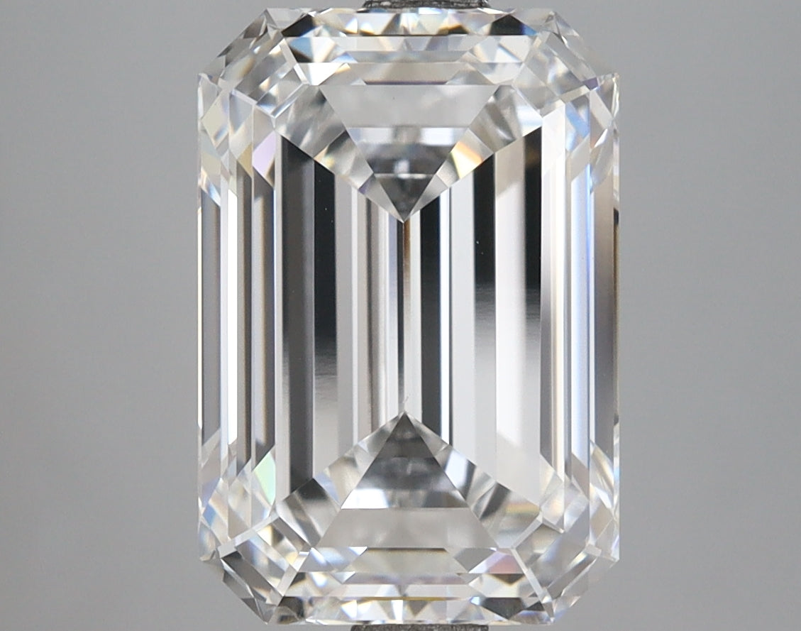 5.07 Carat Emerald Shaped, Ideal Cut, E Color, VVS2 Clarity, IGI Certified Lab Grown Diamond