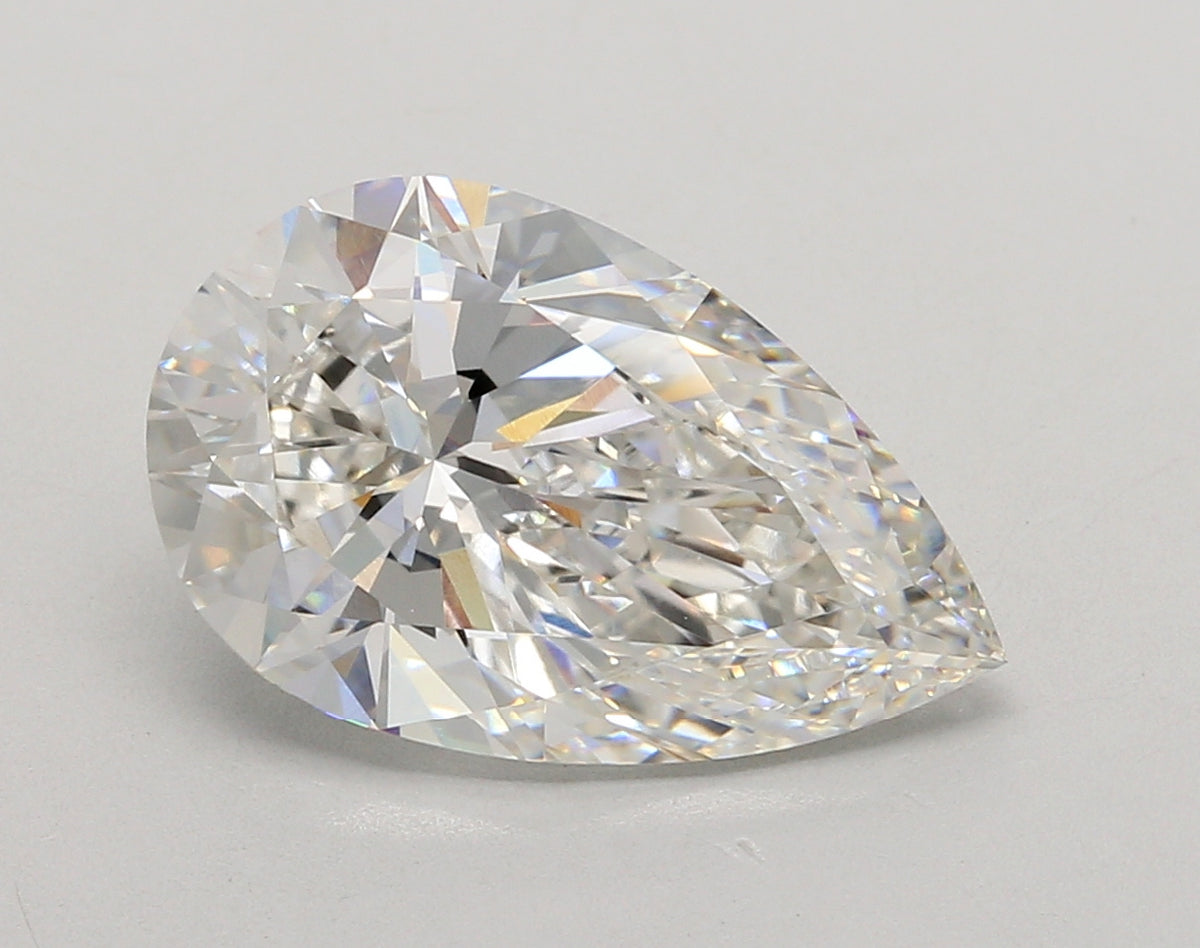 5.02 Carat Pear Shaped, Ideal Cut, F Color, VVS2 Clarity, IGI Certified Lab Grown Diamond