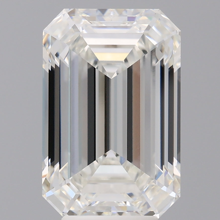 6.09 Carat Emerald Shaped, Ideal Cut, F Color, VVS2 Clarity, IGI Certified Lab Grown Diamond