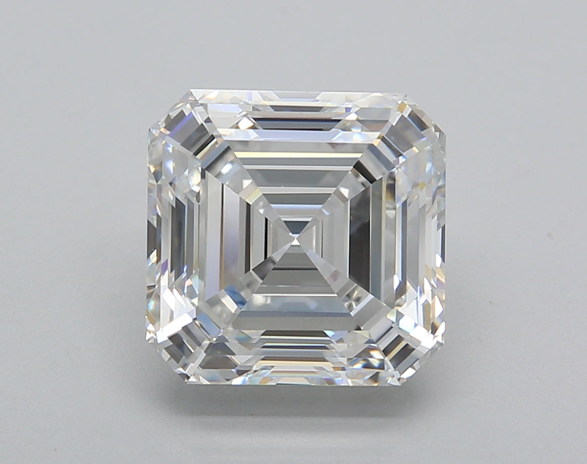 5.01 Carat Asscher Shaped, Very Good Cut, E Color, VVS2 Clarity, IGI Certified Lab Grown Diamond