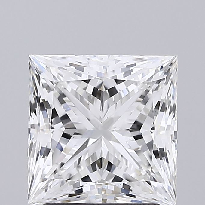 2.08 Carat Princess Shaped, Ideal Cut, E Color, VS2 Clarity, IGI Certified Lab Grown Diamond