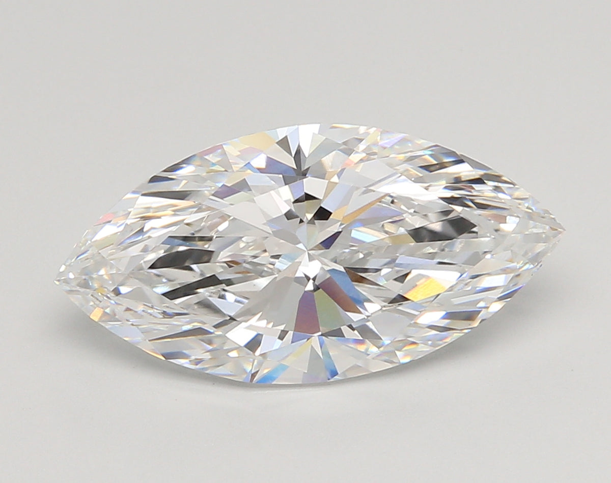 5.03 Carat Marquise Shaped, Ideal Cut, D Color, VVS2 Clarity, IGI Certified Lab Grown Diamond