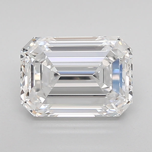 1.54 Carat Emerald Shaped, Ideal Cut, D Color, VVS2 Clarity, IGI Certified Lab Grown Diamond