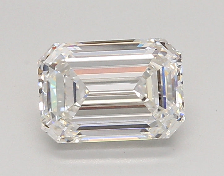 1.55 Carat Emerald Shaped, Ideal Cut, F Color, VVS2 Clarity, IGI Certified Lab Grown Diamond