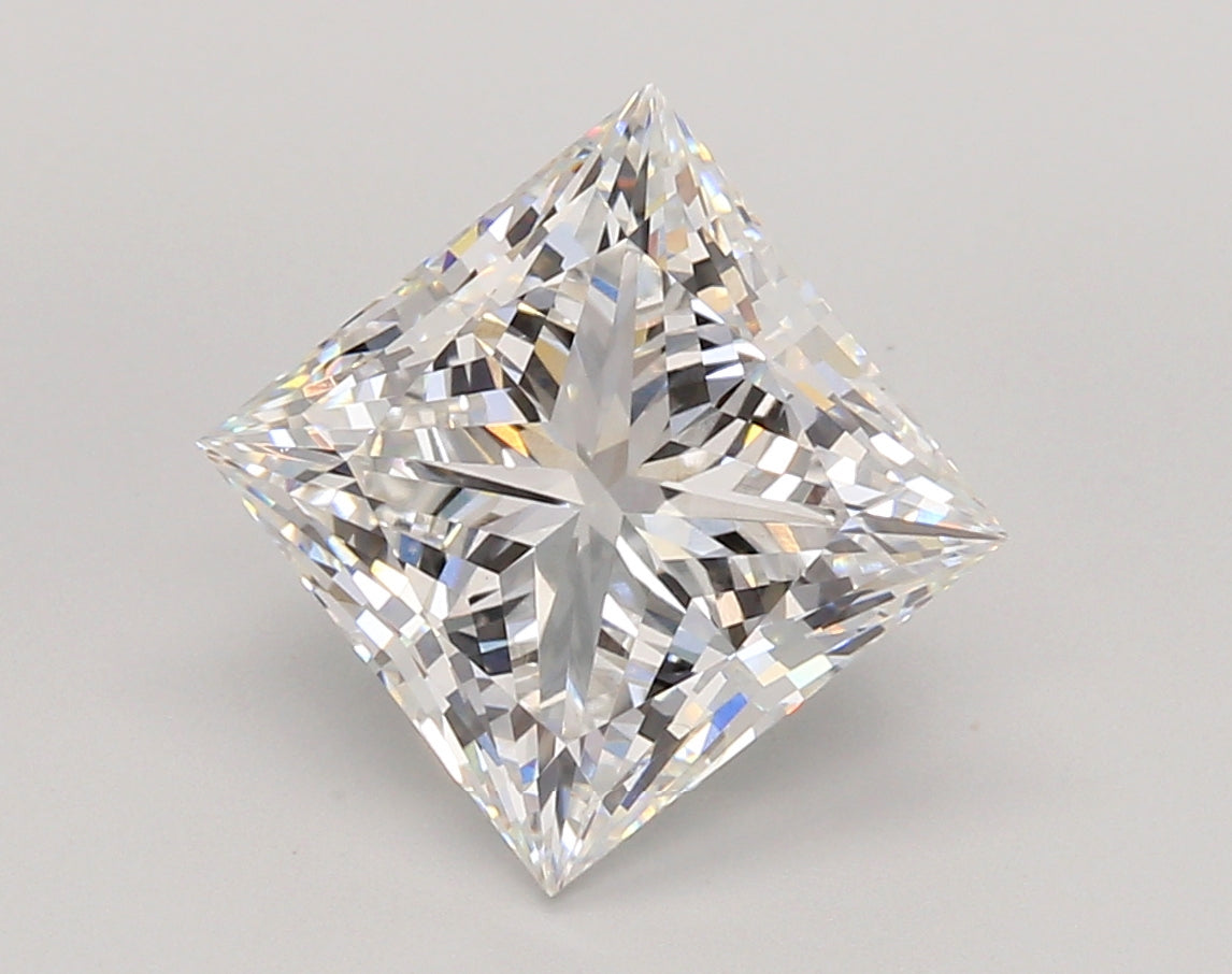 4.02 Carat Princess Shaped, Ideal Cut, E Color, VVS2 Clarity, IGI Certified Lab Grown Diamond