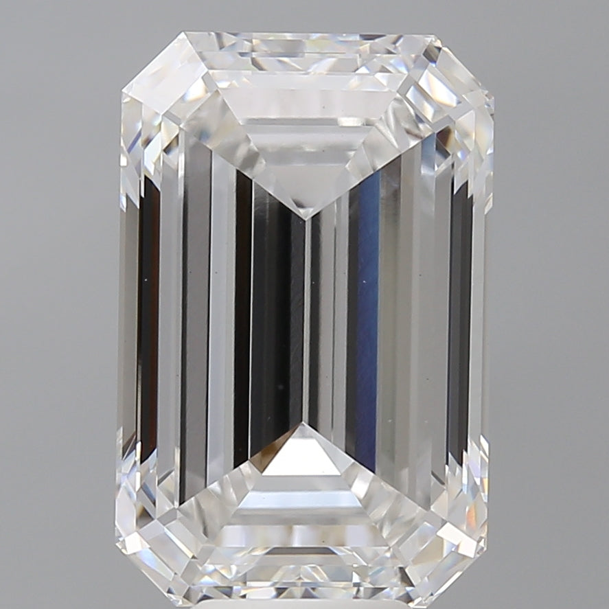 9.09 Carat Emerald Shaped, Ideal Cut, F Color, VVS2 Clarity, IGI Certified Lab Grown Diamond
