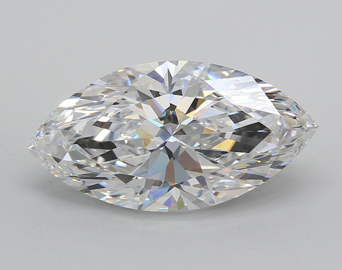 5.01 Carat Marquise Shaped, Excellent Cut, E Color, VVS2 Clarity, IGI Certified Lab Grown Diamond