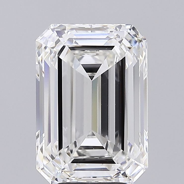 5.08 Carat Emerald Shaped, Ideal Cut, F Color, VVS2 Clarity, IGI Certified Lab Grown Diamond