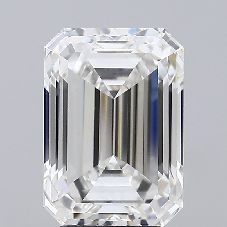 5.10 Carat Emerald Shaped, Ideal Cut, F Color, VVS2 Clarity, IGI Certified Lab Grown Diamond