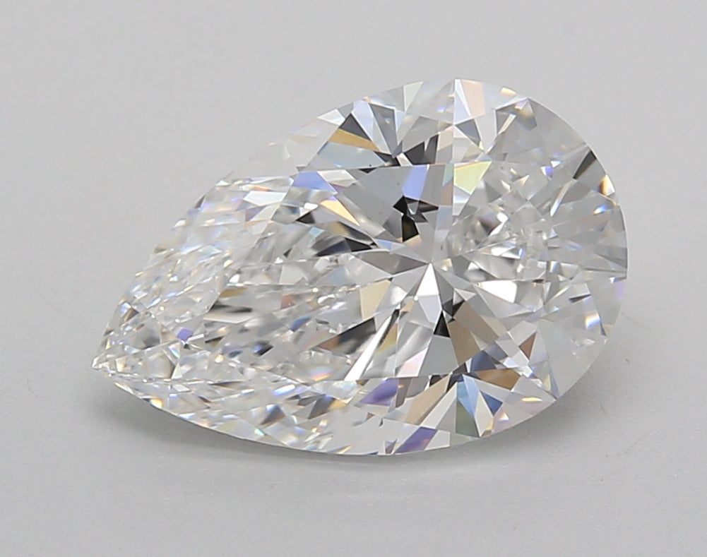 3.02 Carat Pear Shaped, Excellent Cut, D Color, VVS2 Clarity, IGI Certified Lab Grown Diamond