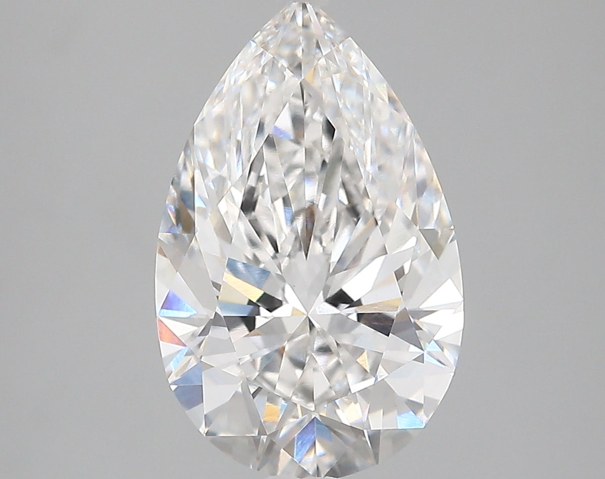 4.16 Carat Pear Shaped, Very Good Cut, F Color, VVS2 Clarity, IGI Certified Lab Grown Diamond