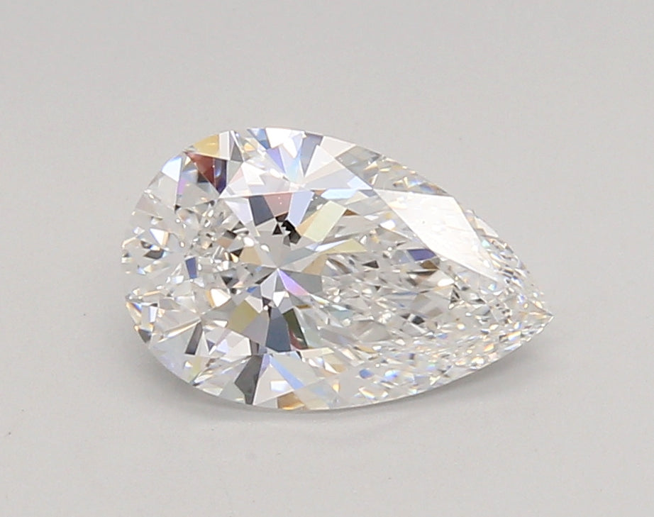 1.35 Carat Pear Shaped, Ideal Cut, D Color, VVS2 Clarity, IGI Certified Lab Grown Diamond