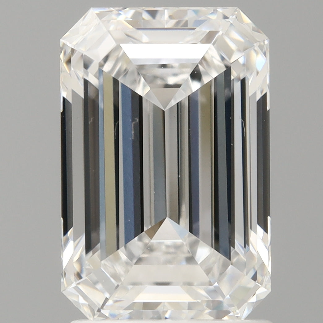 2.09 Carat Emerald Shaped, Ideal Cut, D Color, VVS2 Clarity, IGI Certified Lab Grown Diamond