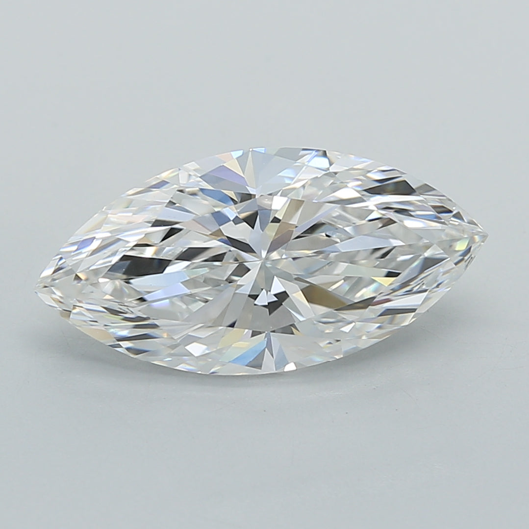 2.55 Carat Marquise Shaped, Ideal Cut, E Color, VVS2 Clarity, IGI Certified Lab Grown Diamond