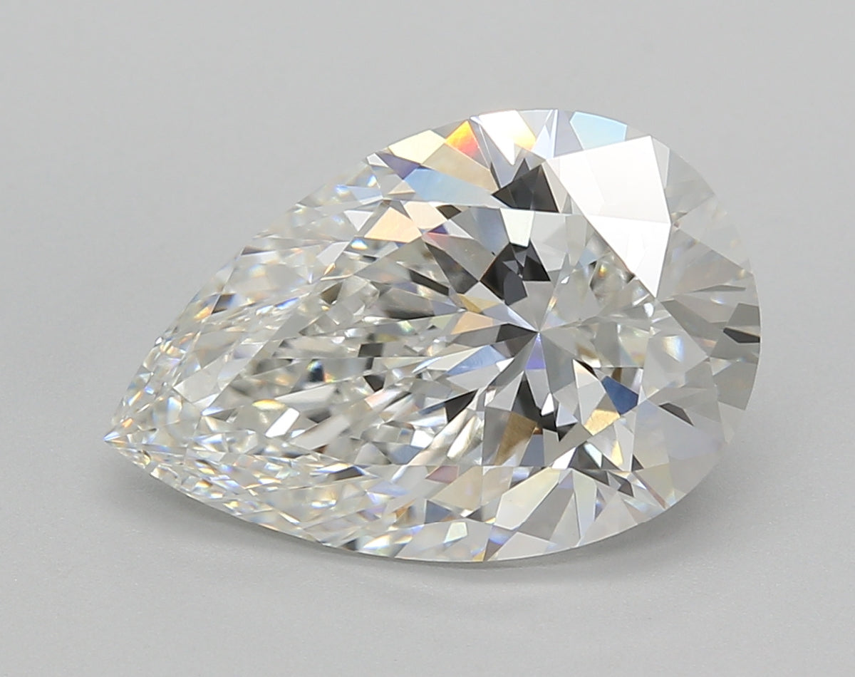 5.02 Carat Pear Shaped, Excellent Cut, F Color, VVS2 Clarity, IGI Certified Lab Grown Diamond