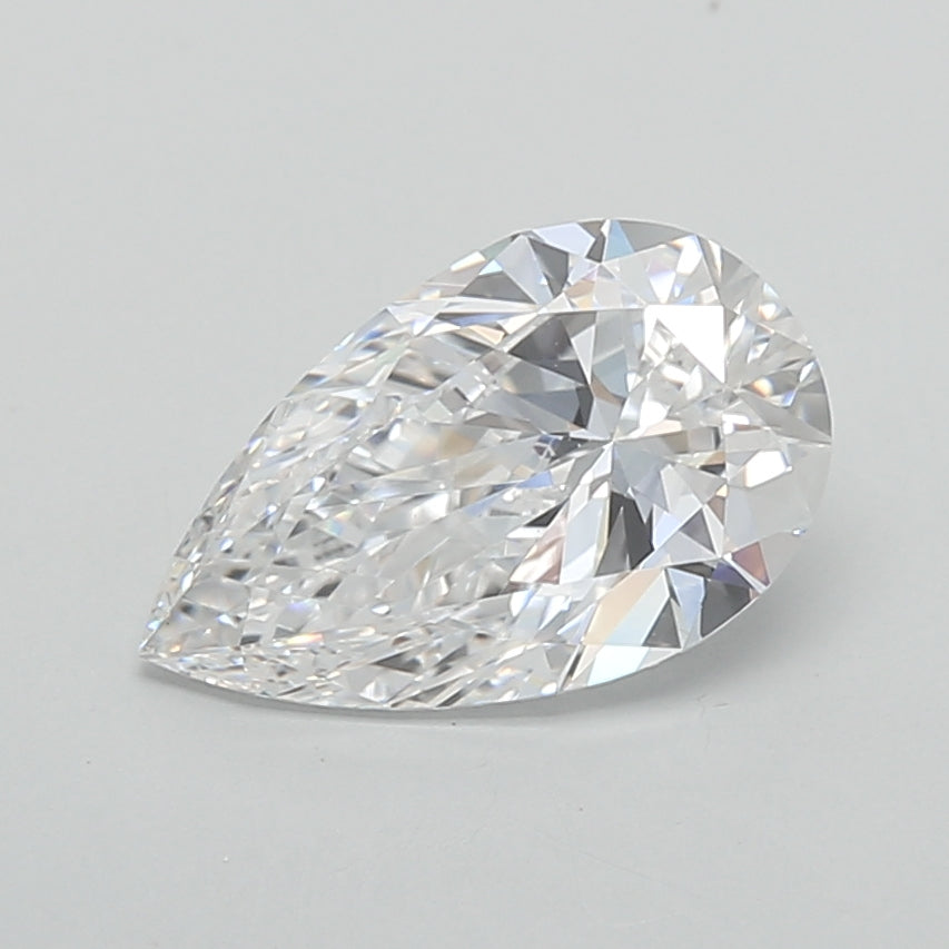 1.42 Carat Pear Shaped, Ideal Cut, D Color, VVS2 Clarity, IGI Certified Lab Grown Diamond