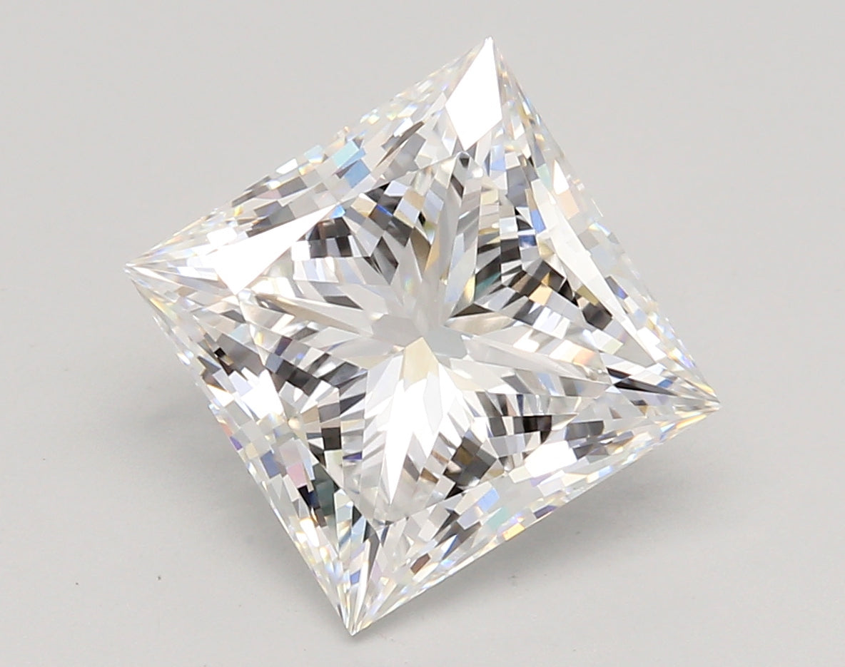 5.04 Carat Princess Shaped, Ideal Cut, E Color, VVS2 Clarity, IGI Certified Lab Grown Diamond