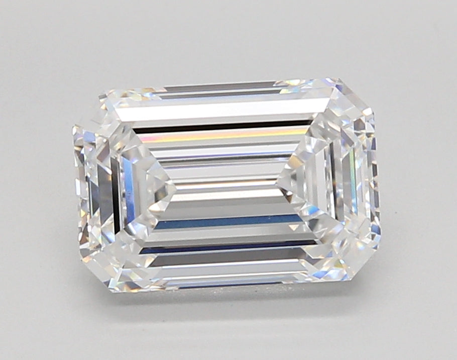 3.04 Carat Emerald Shaped, Ideal Cut, D Color, VVS2 Clarity, IGI Certified Lab Grown Diamond