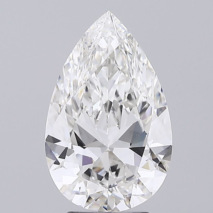 4.09 Carat Pear Shaped, Ideal Cut, F Color, VVS2 Clarity, IGI Certified Lab Grown Diamond