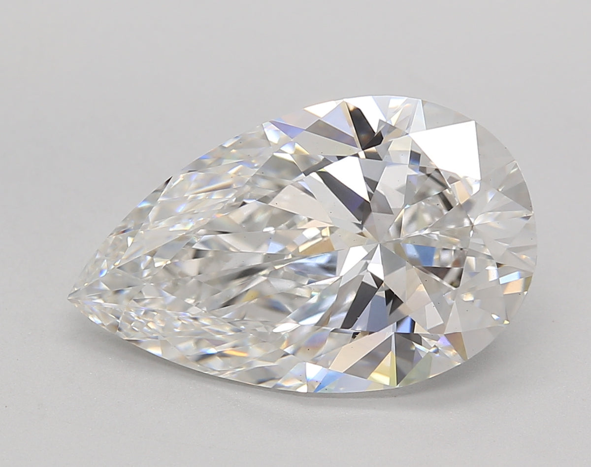 5.52 Carat Pear Shaped, Ideal Cut, F Color, VS1 Clarity, IGI Certified Lab Grown Diamond