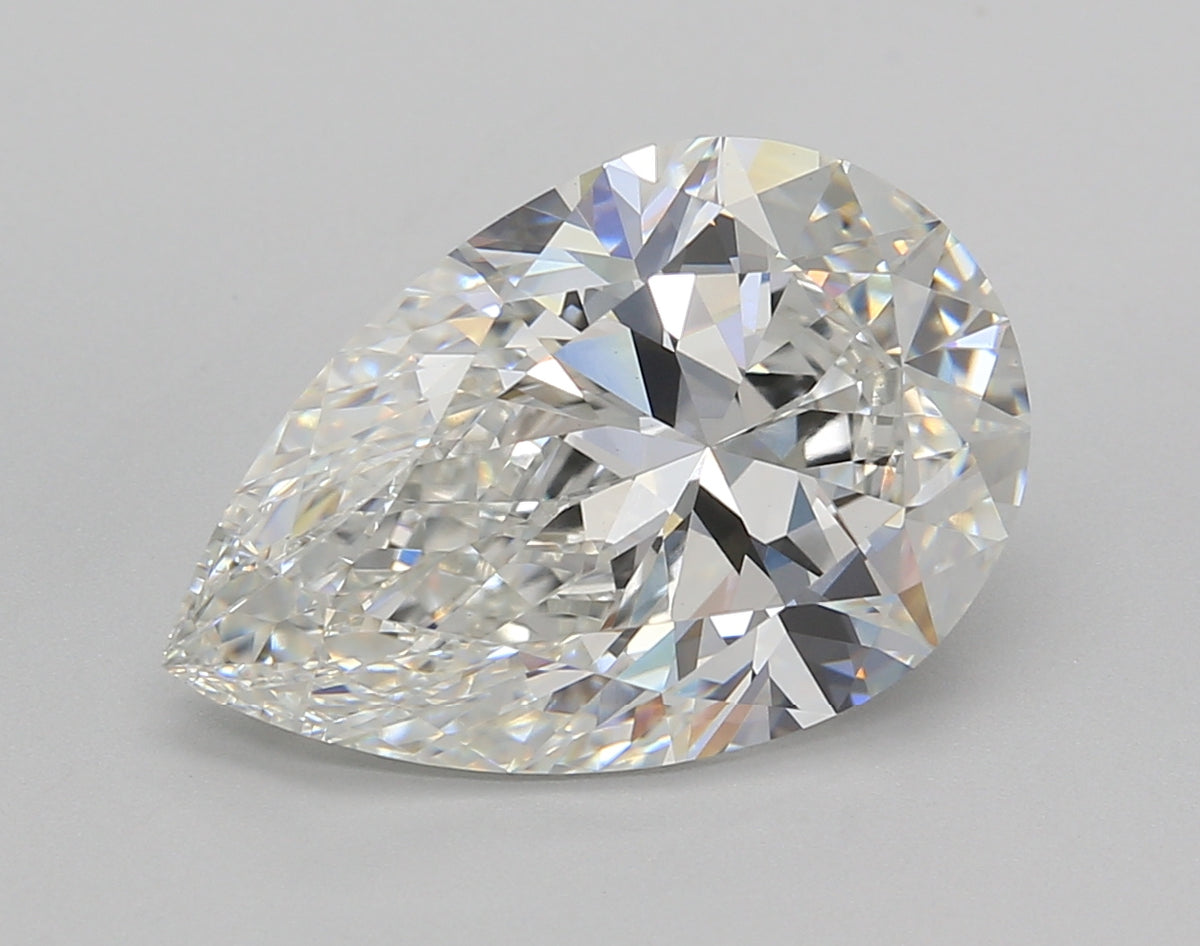 5.02 Carat Pear Shaped, Excellent Cut, F Color, VVS2 Clarity, IGI Certified Lab Grown Diamond