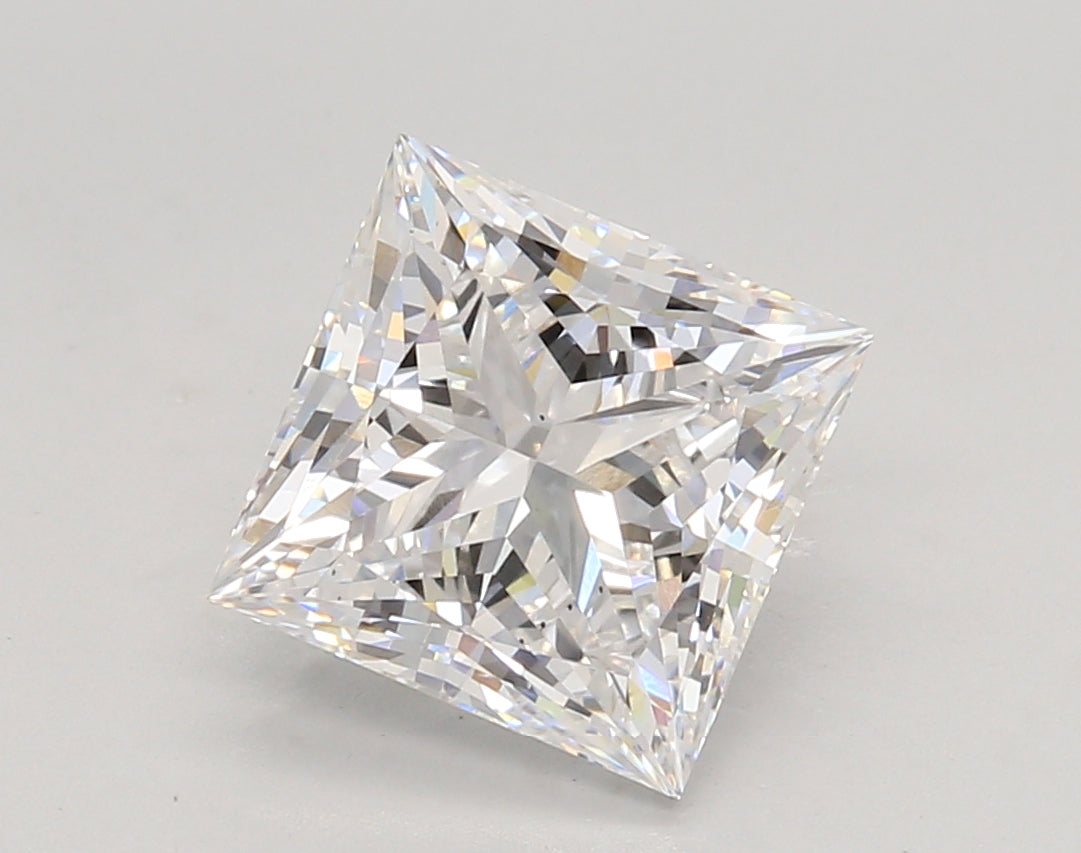 3.05 Carat Princess Shaped, Ideal Cut, D Color, VS2 Clarity, IGI Certified Lab Grown Diamond
