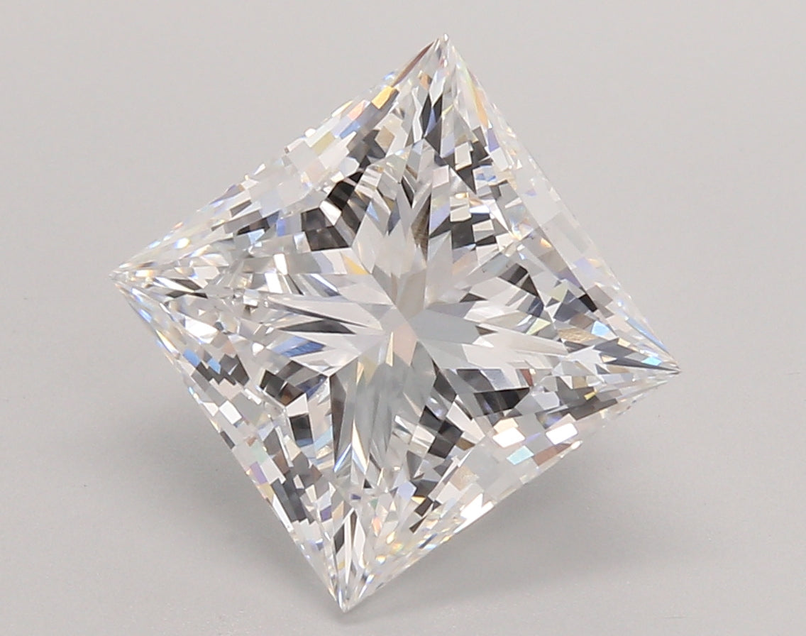4.53 Carat Princess Shaped, Ideal Cut, D Color, VS1 Clarity, IGI Certified Lab Grown Diamond