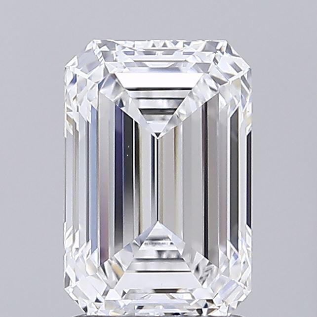 1.96 Carat Emerald Shaped, Ideal Cut, D Color, VVS2 Clarity, IGI Certified Lab Grown Diamond