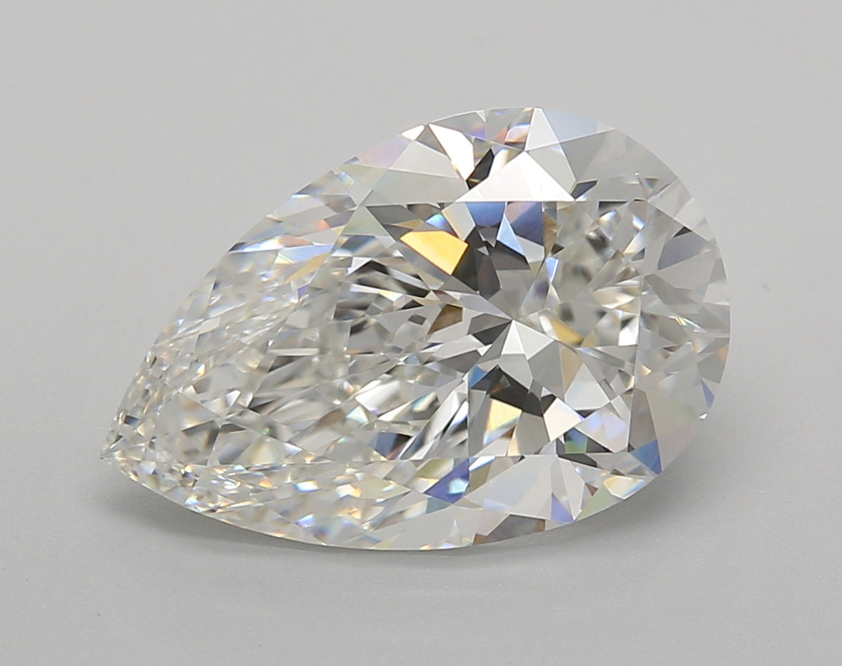 5.01 Carat Pear Shaped, Excellent Cut, F Color, VVS2 Clarity, IGI Certified Lab Grown Diamond