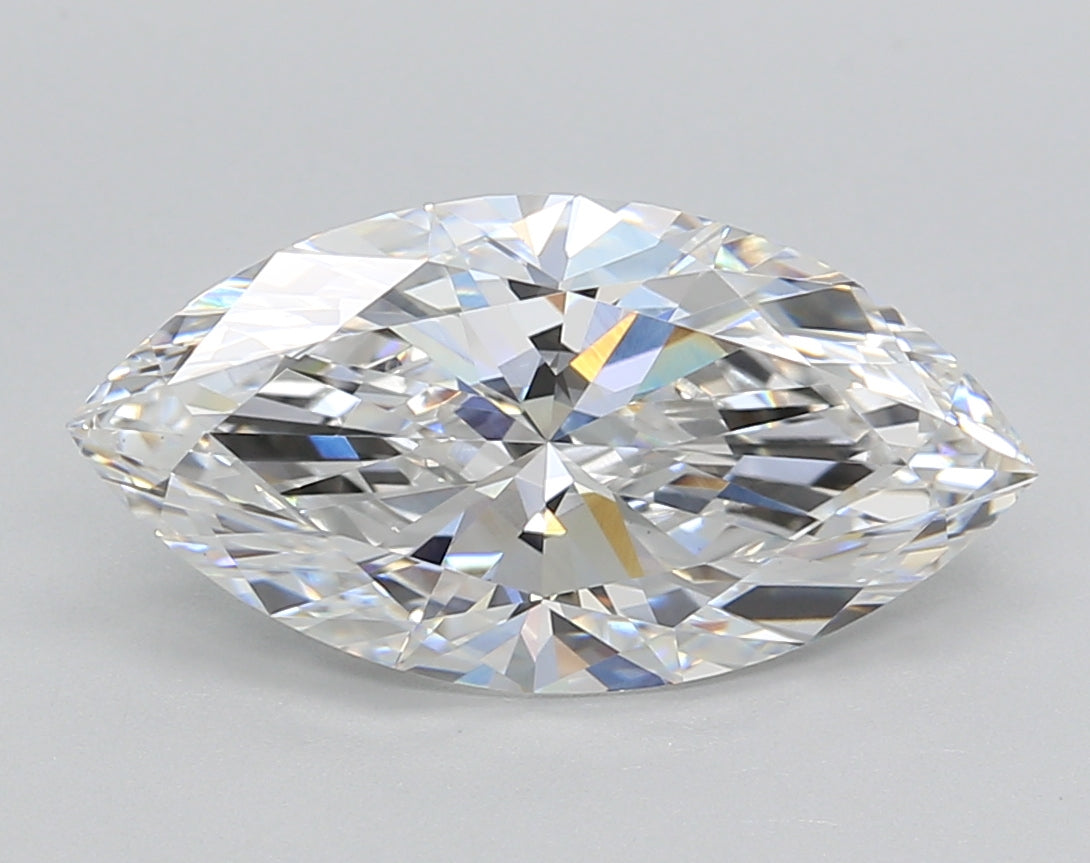 3.02 Carat Marquise Shaped, Ideal Cut, E Color, VVS2 Clarity, IGI Certified Lab Grown Diamond