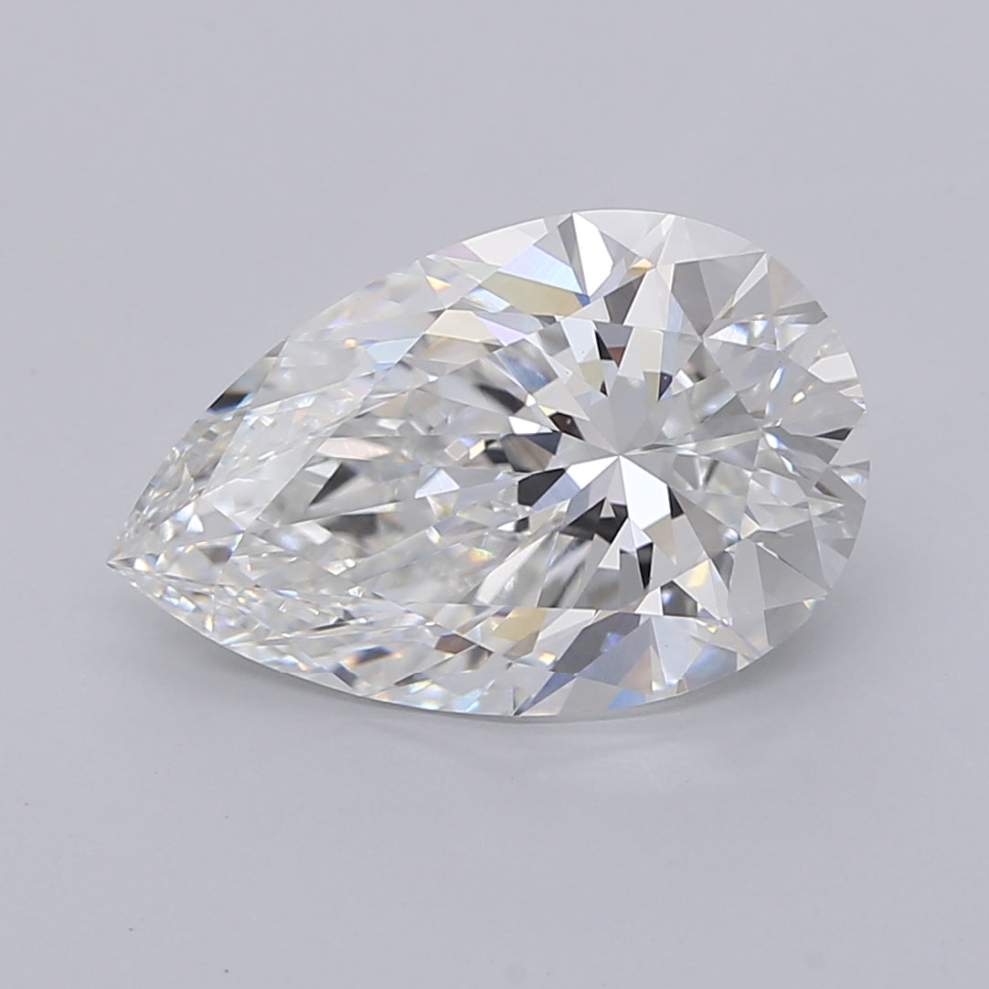 5.09 Carat Pear Shaped, Excellent Cut, F Color, VVS2 Clarity, IGI Certified Lab Grown Diamond