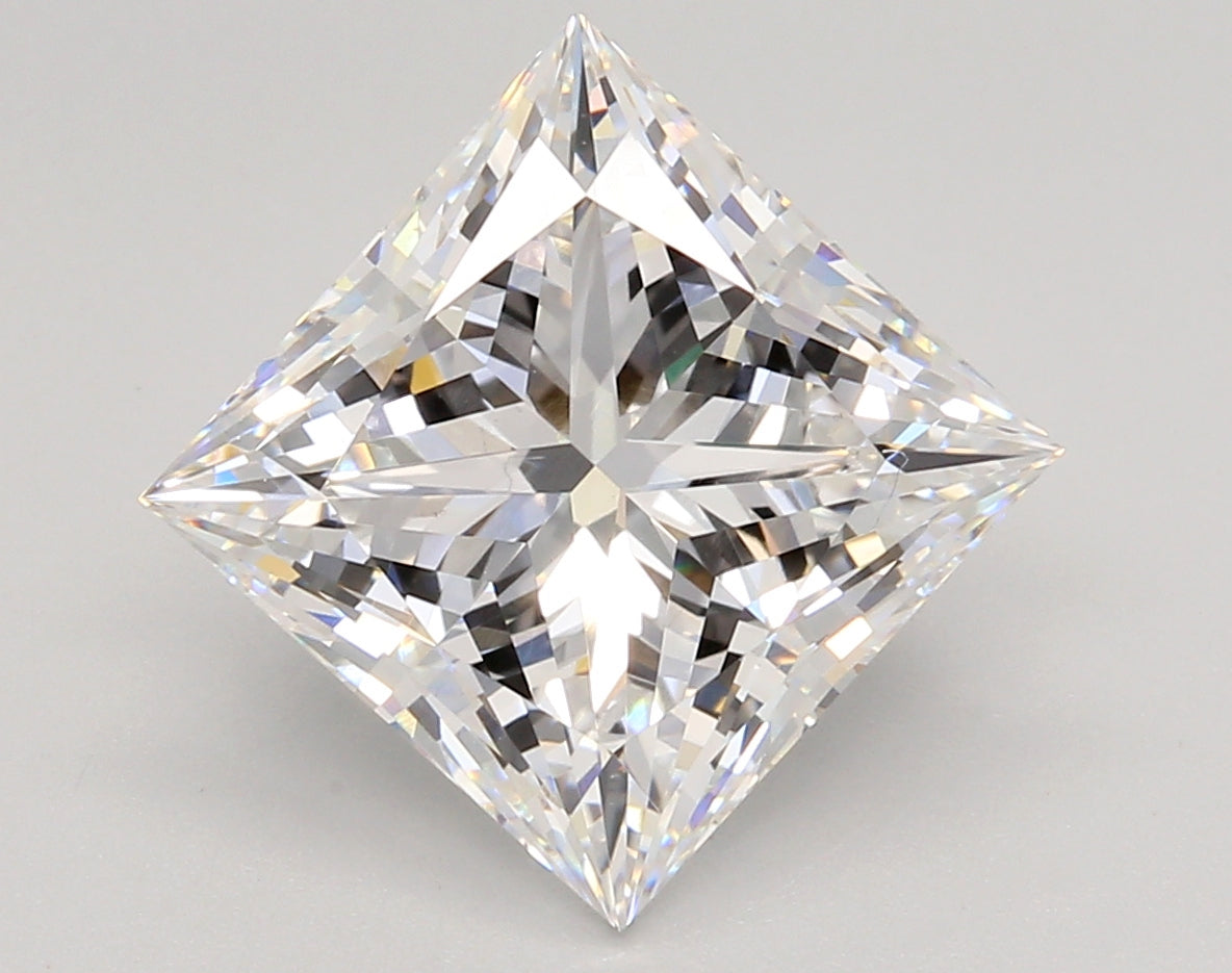 5.60 Carat Princess Shaped, Ideal Cut, E Color, VVS2 Clarity, IGI Certified Lab Grown Diamond