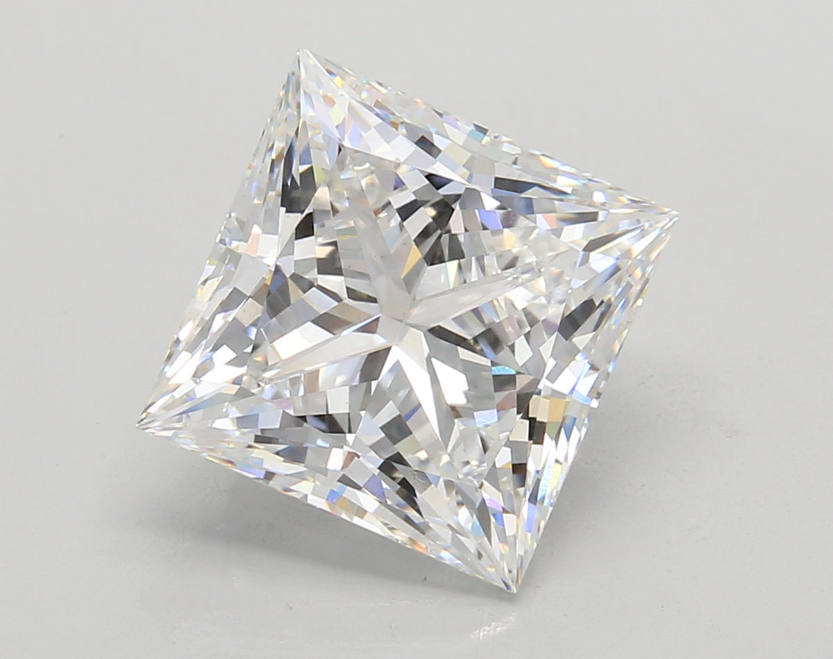 5.58 Carat Princess Shaped, Ideal Cut, D Color, VS1 Clarity, IGI Certified Lab Grown Diamond