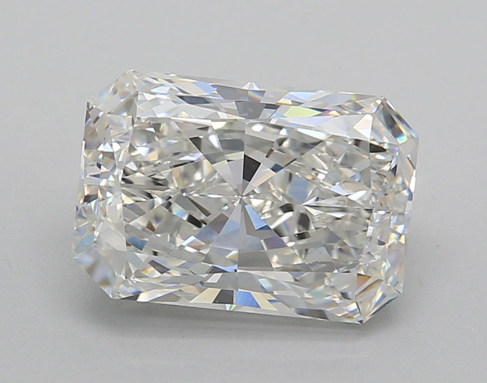 3.02 Carat Radiant Shaped, Ideal Cut, F Color, VS1 Clarity, IGI Certified Lab Grown Diamond