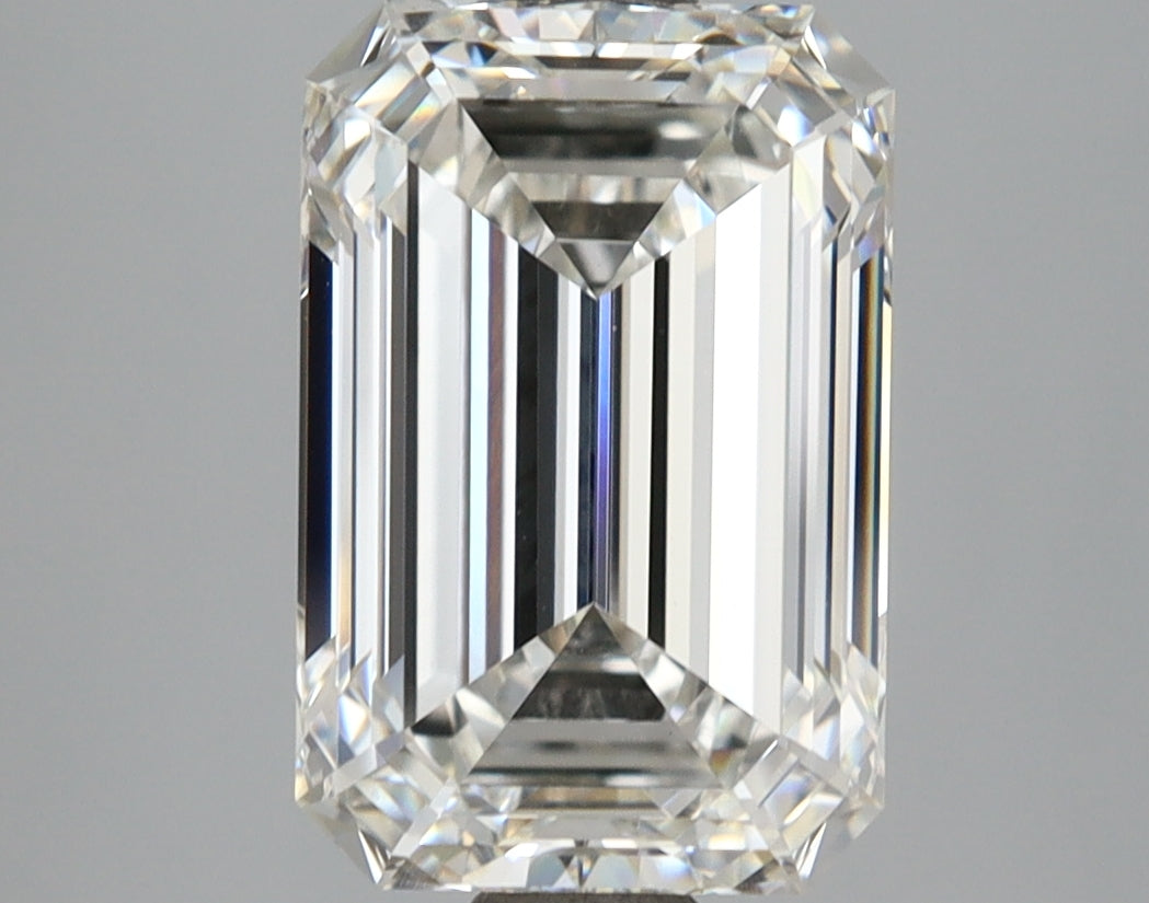 4.08 Carat Emerald Shaped, Ideal Cut, F Color, VVS2 Clarity, IGI Certified Lab Grown Diamond