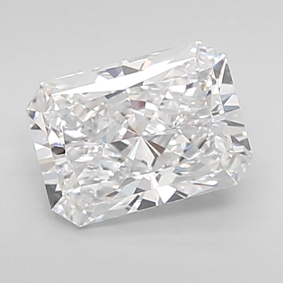 1.51 Carat Radiant Shaped, Ideal Cut, D Color, VVS2 Clarity, IGI Certified Lab Grown Diamond