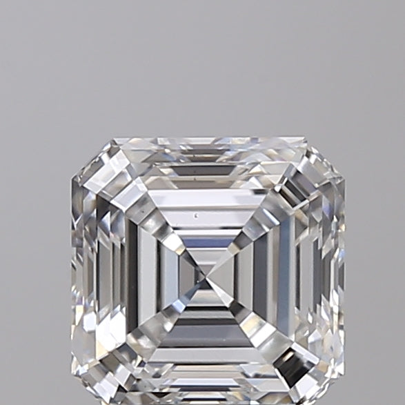 1.57 Carat Asscher Shaped, Ideal Cut, E Color, VS2 Clarity, IGI Certified Lab Grown Diamond